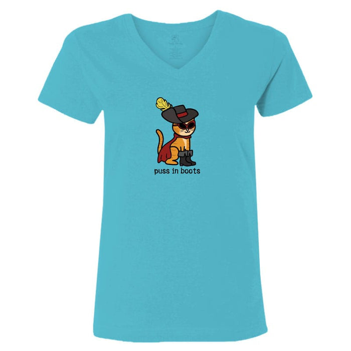 Puss in Boots  - Ladies T-Shirt V-Neck