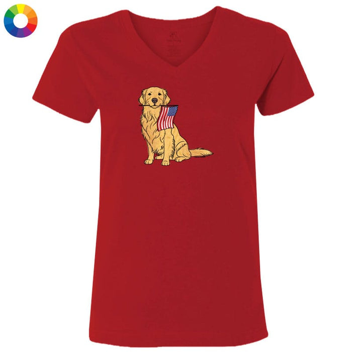 Red White and Golden - Ladies T-Shirt V-Neck