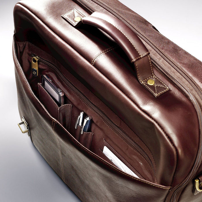 Samsonite Leather Business Cases Flapover Case Dbl Gusset - Lexington Luggage