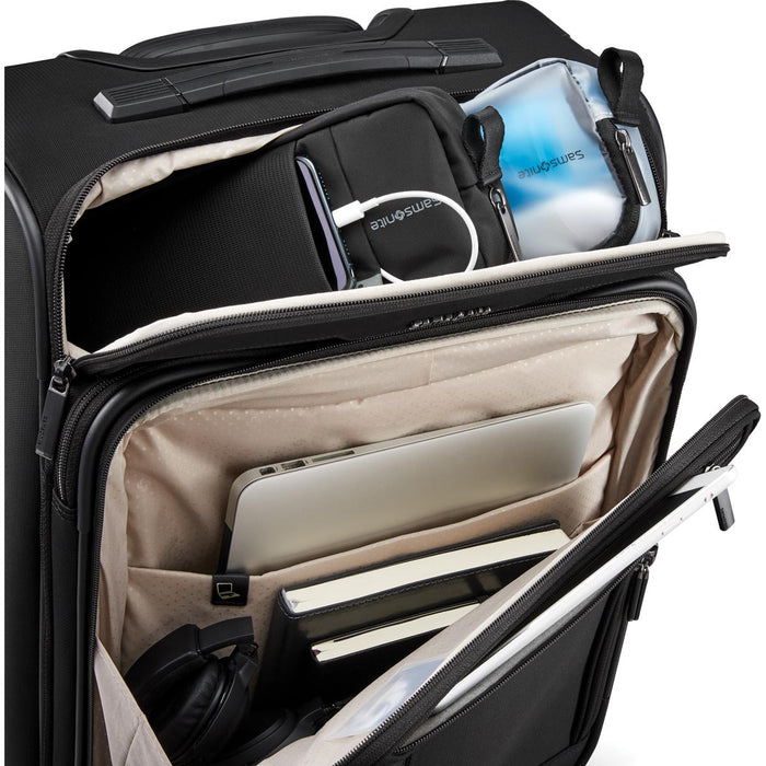 Samsonite Silhouette 17 22 X 14 X 9 Carry On Spinner - electronics pocket