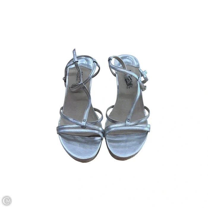 Sandals Designer By Michael Kors In Silver, Size: 7