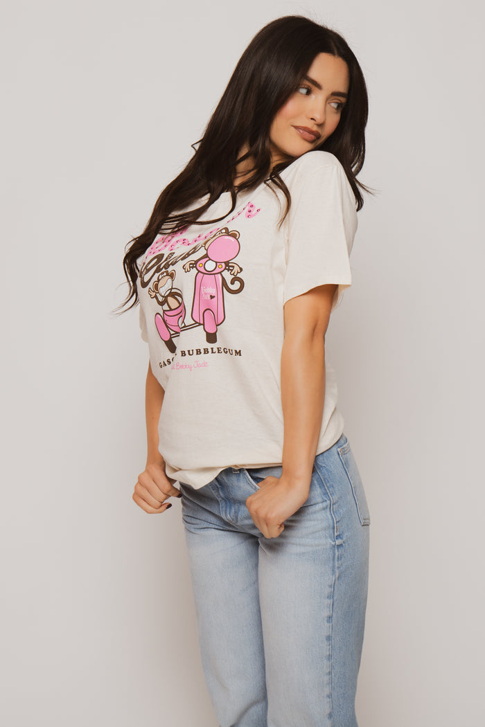 Scooter Club  - Bobby Jack Boyfriend Rhinestone T-Shirt -Ivory