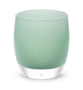 sea foam green hand-blown glass votive candle holder.