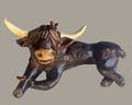 Shaggy Bull with Red Birds ...9" long 5"t
