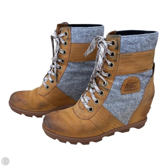 Shoes Heels Wedge By Sorel In Brown, Size: 9.5