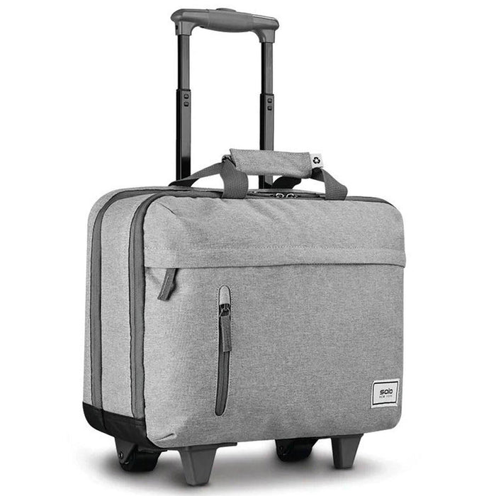 Solo New York RE:Start Underseat Rolling Case - Front Left Quarter Trolley Handle Extended
