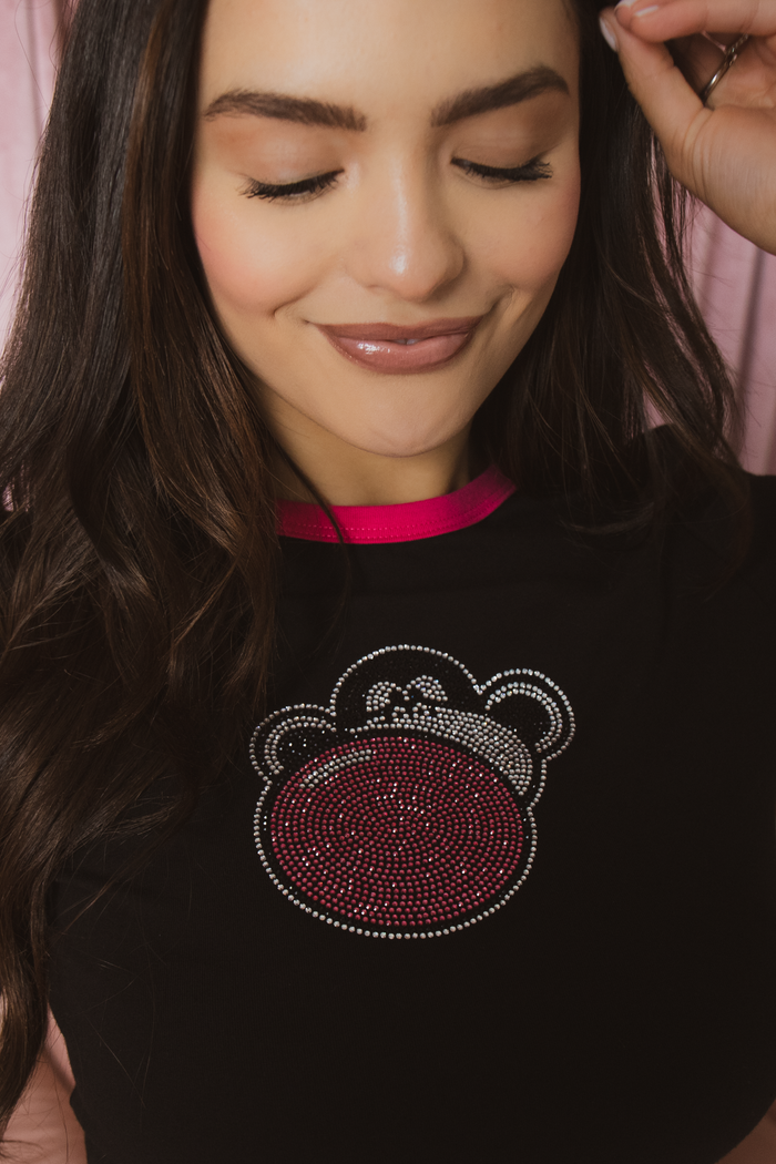 Sparkle Era - Bobby Jack Crop Ringer Top - Black