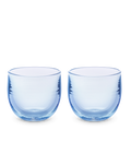 sparking water drinker set, two transparent light sky blue, hand-blown drinking glass.