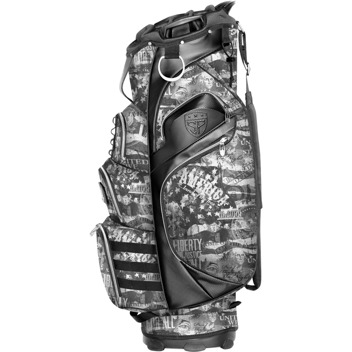 Subtle Patriot America's Graffiti Patern Golf Cart Bag in black and white patristic print