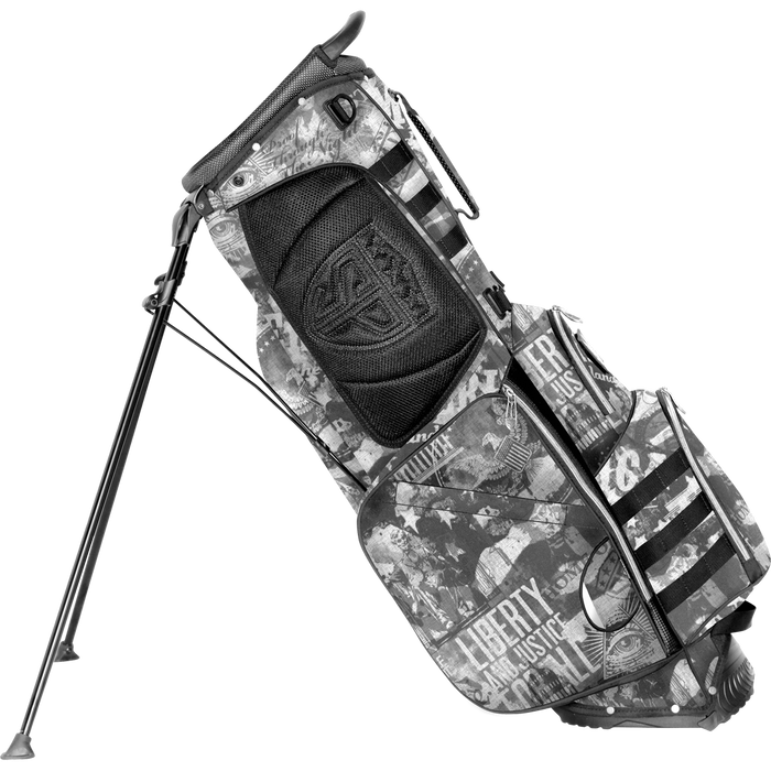 Subtle Patriot America's graffiti golf stand bag in patriotic black and white print