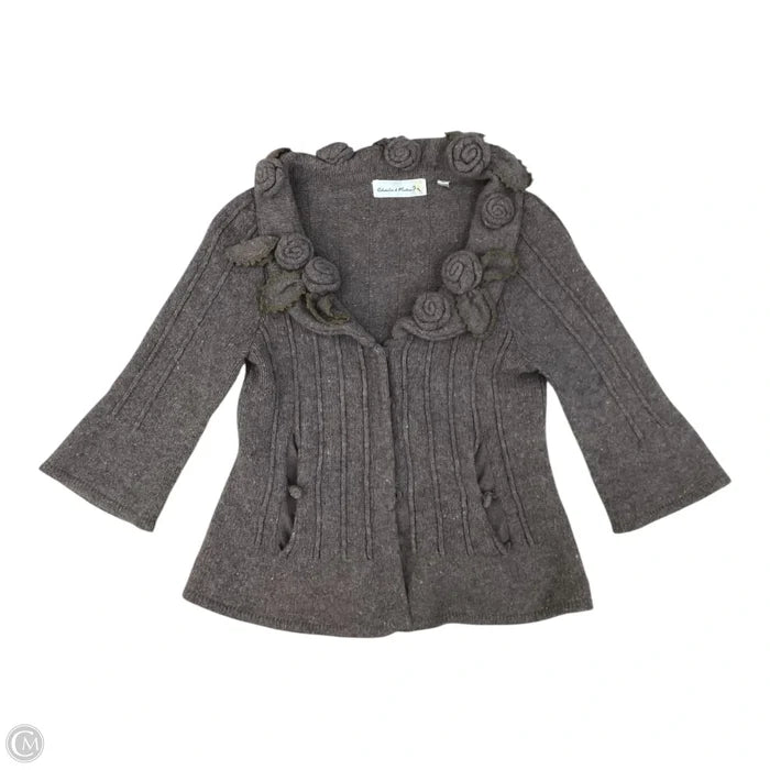 Sweater Cardigan By Clothes Mentor In Green & Grey, Size: M