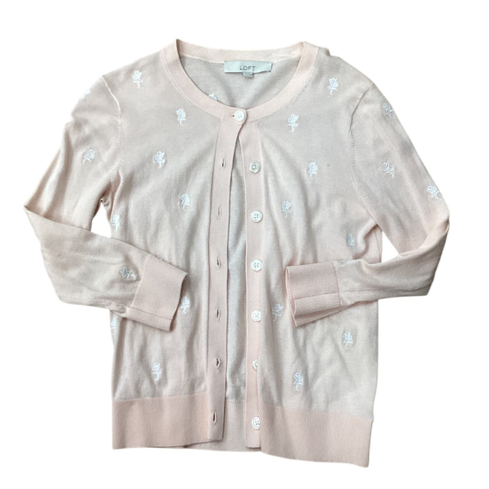 Sweater Cardigan By Loft In Peach, Size: Xs