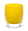 taxi, golden yellow, hand-blown glass votive candle holder.