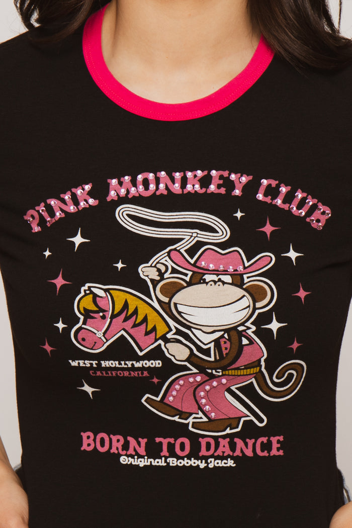 The Club - Bobby Jack Crop Ringer Top - Black