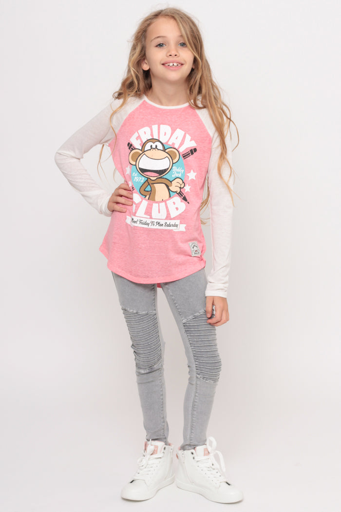 The Friday Club | Hooded Baseball Top - Coral
