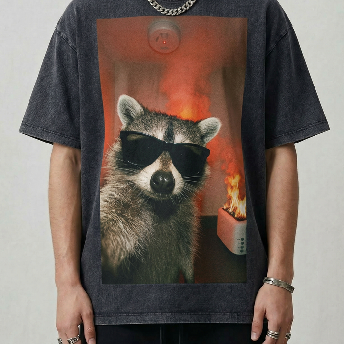 Toaster Fire Raccoon T-Shirt