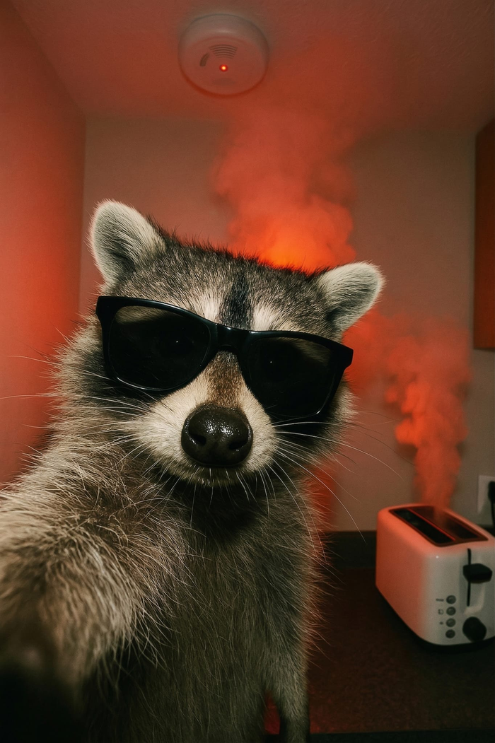Toaster Fire Raccoon T-Shirt