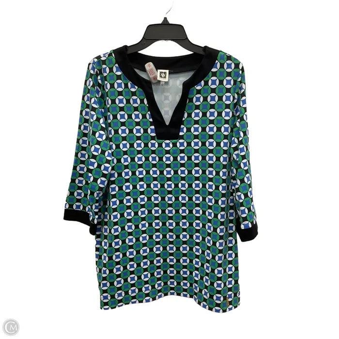 Top 3/4 Sleeve By Anne Klein In Blue & Green, Size: L