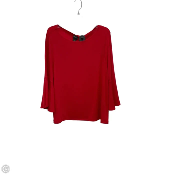 Top 3/4 Sleeve By Chicos In Red, Size: L