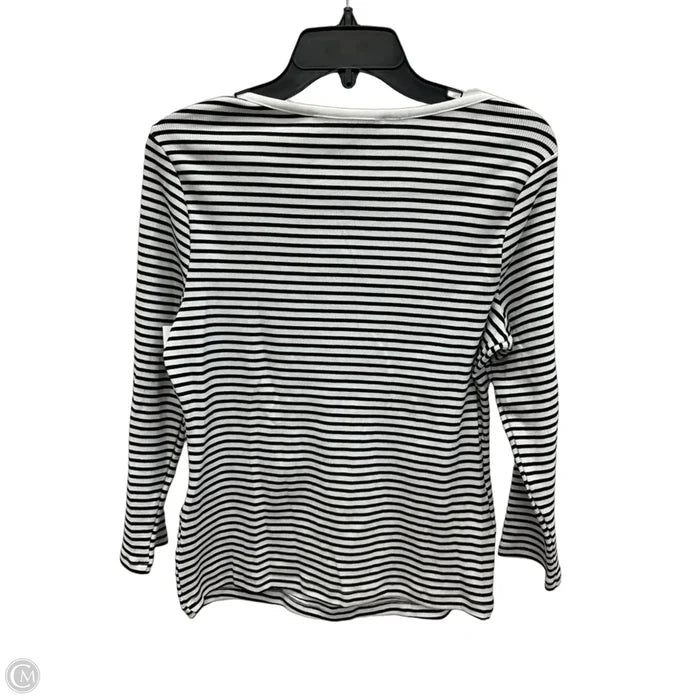 Top 3/4 Sleeve By White House Black Market In Black & White, Size: M