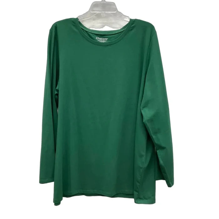 Top Long Sleeve Basic By Chicos In Green, Size: Xxl