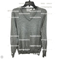 Top Long Sleeve By Calvin Klein In Grey & White, Size: M