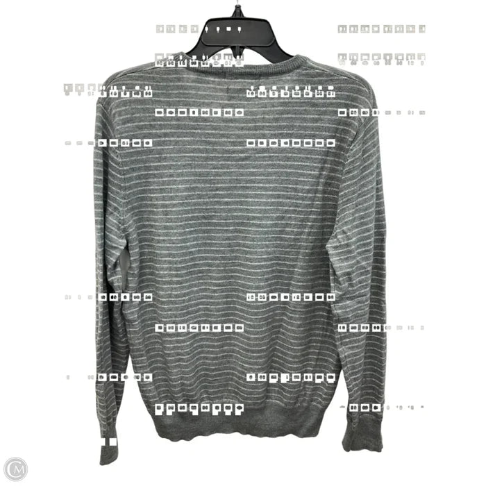 Top Long Sleeve By Calvin Klein In Grey & White, Size: M