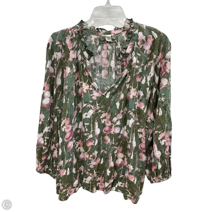 Top Long Sleeve By Caslon In Green & Pink, Size: 2x