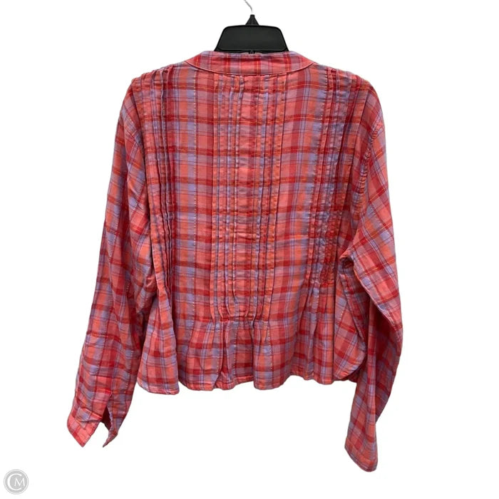 Top Long Sleeve By Natural Life In Plaid Pattern, Size: L