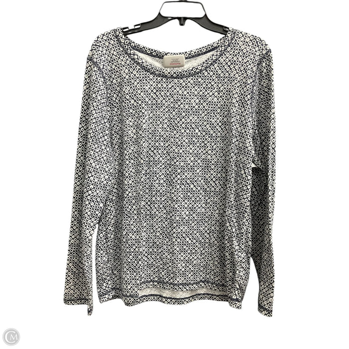 Top Long Sleeve By Talbots In Blue & White, Size: Xlp