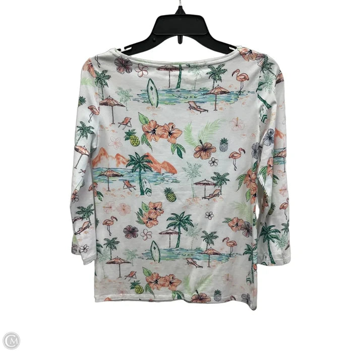 Top Long Sleeve By Talbots In Green & White, Size: Xs