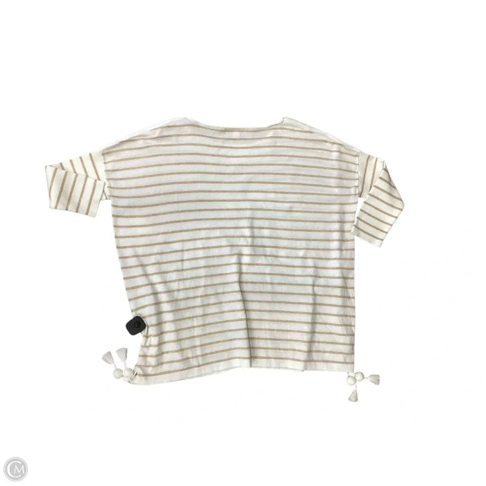 Top Long Sleeve Designer By Lilly Pulitzer In Cream & Tan, Size: M
