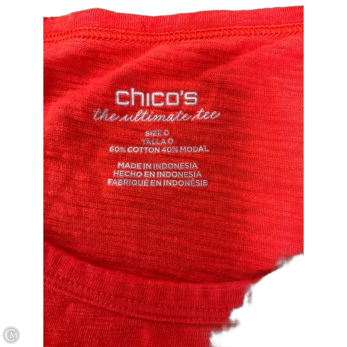 Top Short Sleeve Basic By Chicos In Red, Size: S