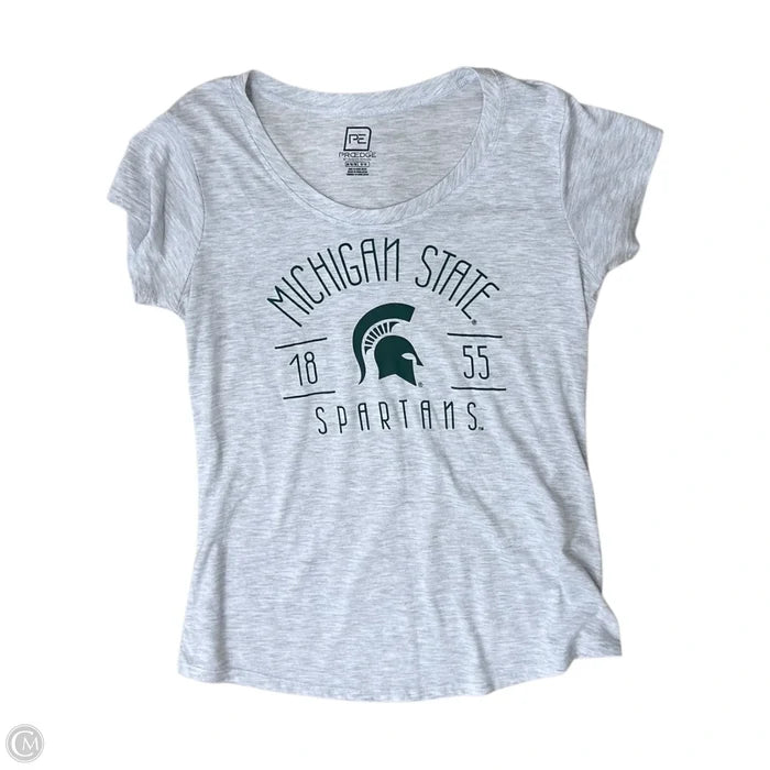 Top Short Sleeve Basic By Clothes Mentor In Green & Grey, Size: M