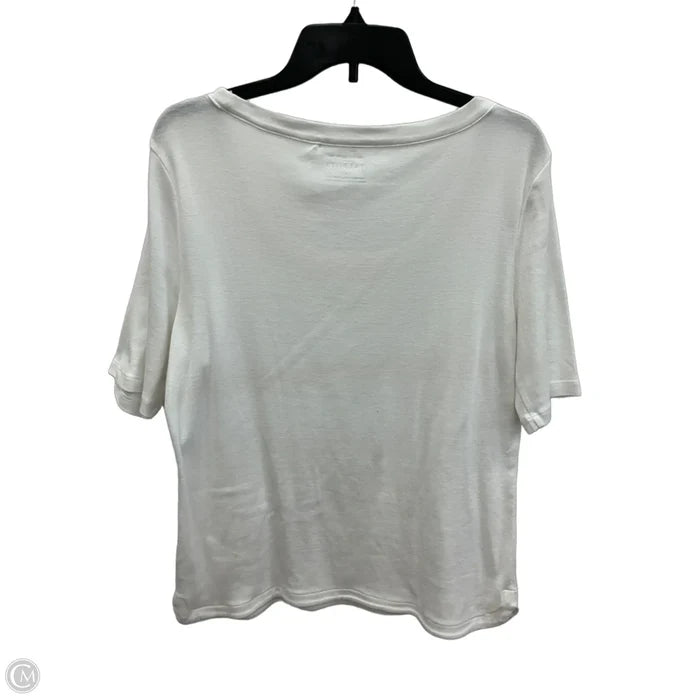 Top Short Sleeve Basic By Talbots In White, Size: L
