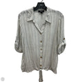 Top Short Sleeve By Agb In Tan & White, Size: M
