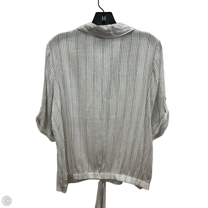 Top Short Sleeve By Agb In Tan & White, Size: M