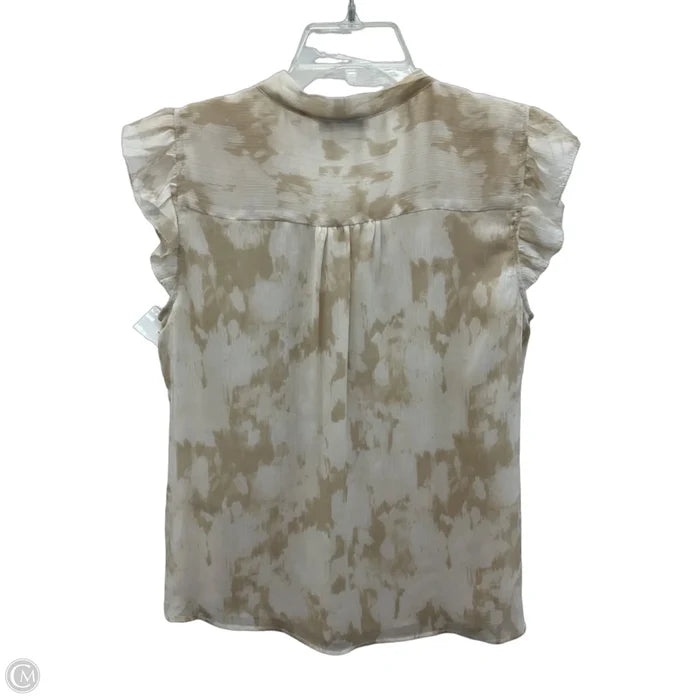Top Short Sleeve By Calvin Klein In Tan & White, Size: M