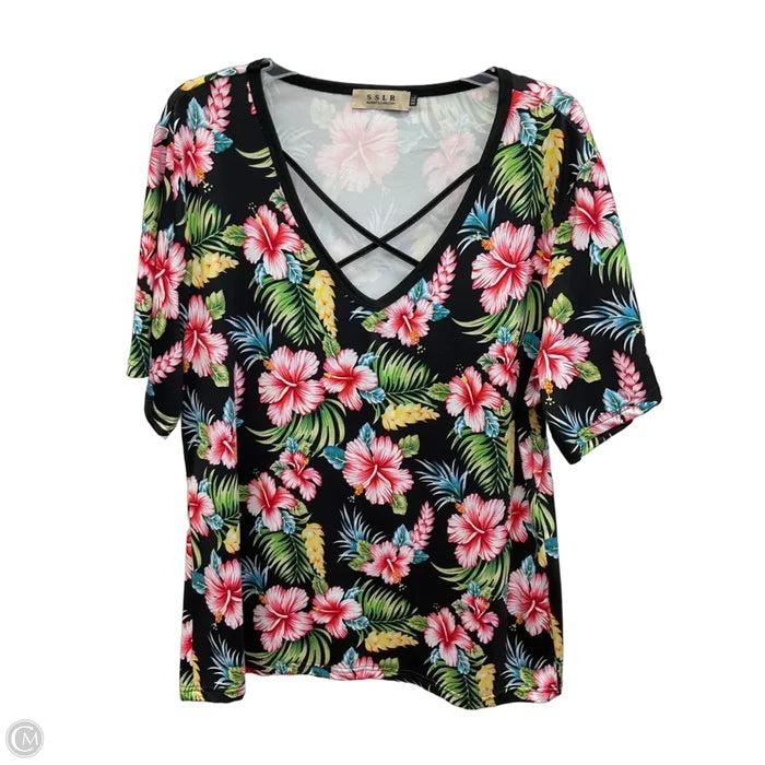 Top Short Sleeve By Clothes Mentor In Floral Print, Size: Xxl