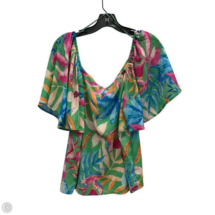 Top Short Sleeve By Flying Tomato In Floral Print, Size: L