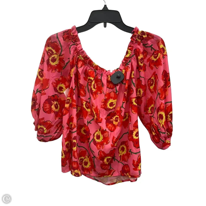 Top Short Sleeve By Flying Tomato In Floral Print, Size: M