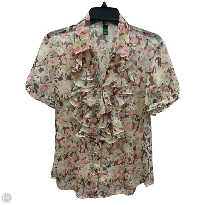 Top Short Sleeve By Lauren By Ralph Lauren In Floral Print, Size: L