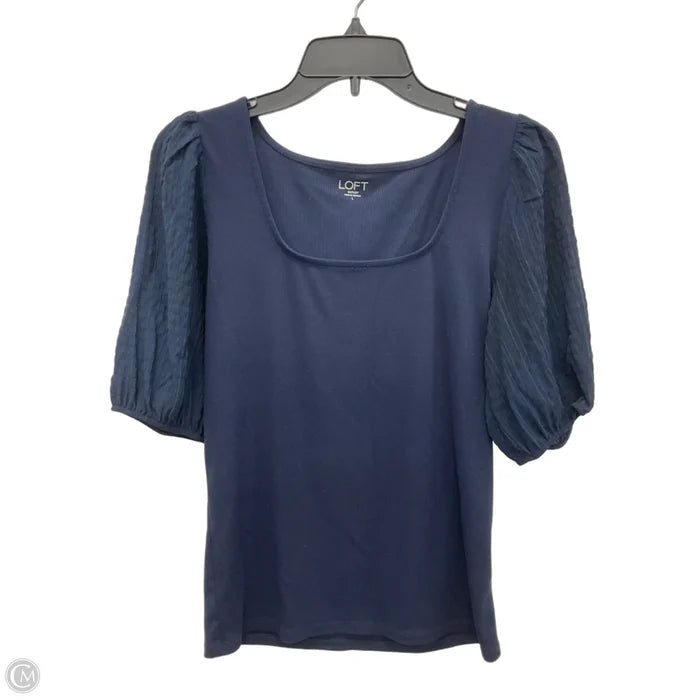 Top Short Sleeve By Loft In Navy, Size: L