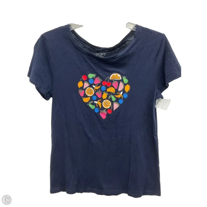 Top Short Sleeve By Loft In Navy, Size: S