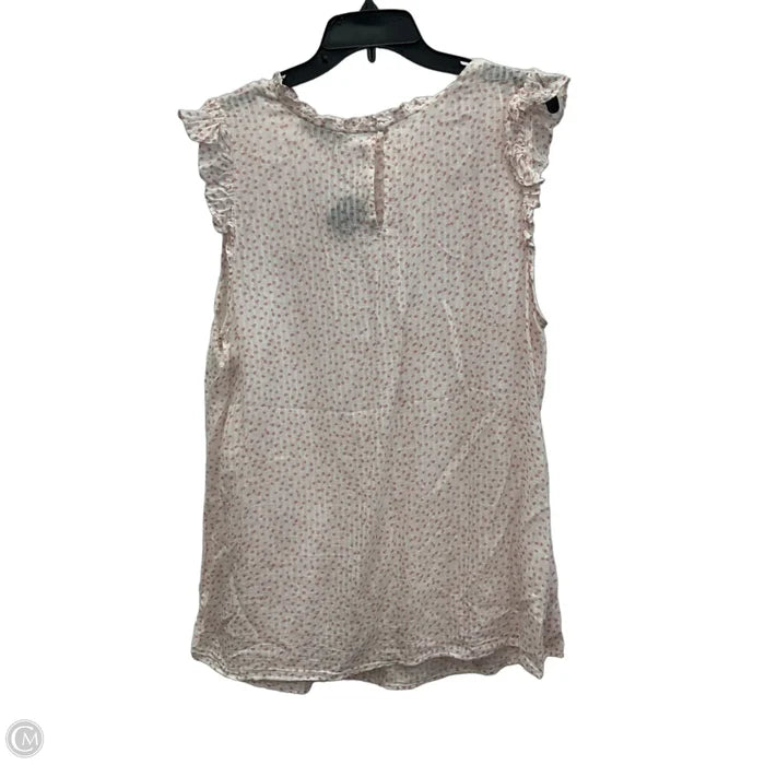 Top Short Sleeve By Loft In Pink & White, Size: 1x