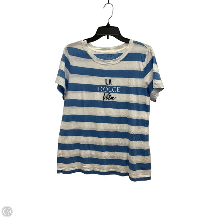 Top Short Sleeve By Loft In Striped Pattern, Size: L