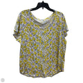 Top Short Sleeve By Loft In White & Yellow, Size: Xl