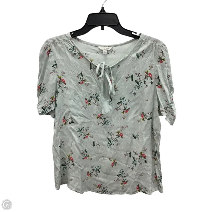 Top Short Sleeve By Lucky Brand In Floral Print, Size: M