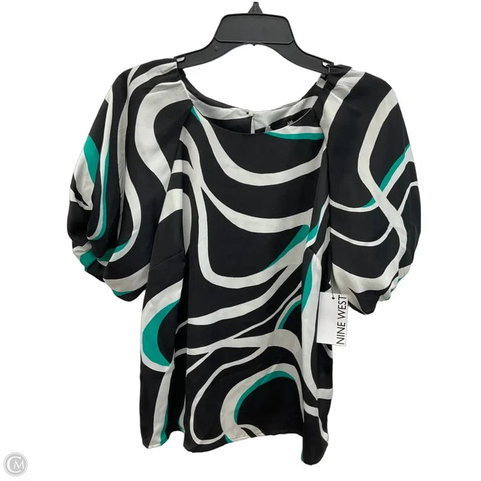 Top Short Sleeve By Nine West Apparel In Black & Green, Size: M