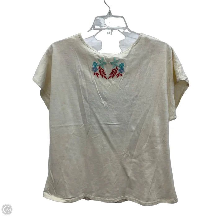 Top Short Sleeve By Solitaire In Cream, Size: L